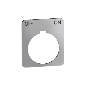 Schneider Electric 9001 Legend plate; "OFF-ON"; plastic; 1-3/4" square; silver w/ black letters